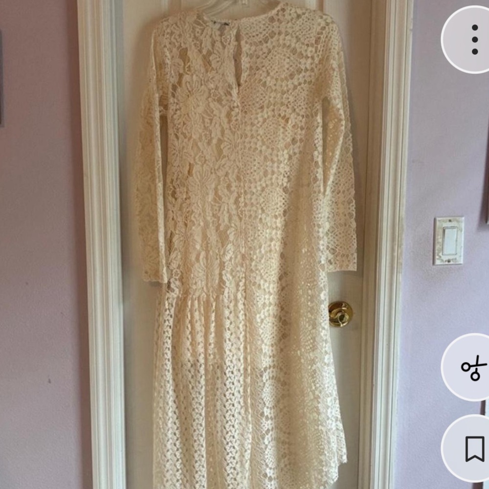Zara Lace Maxi Overlay Dress Ivory Sz S - Picture 5 of 8